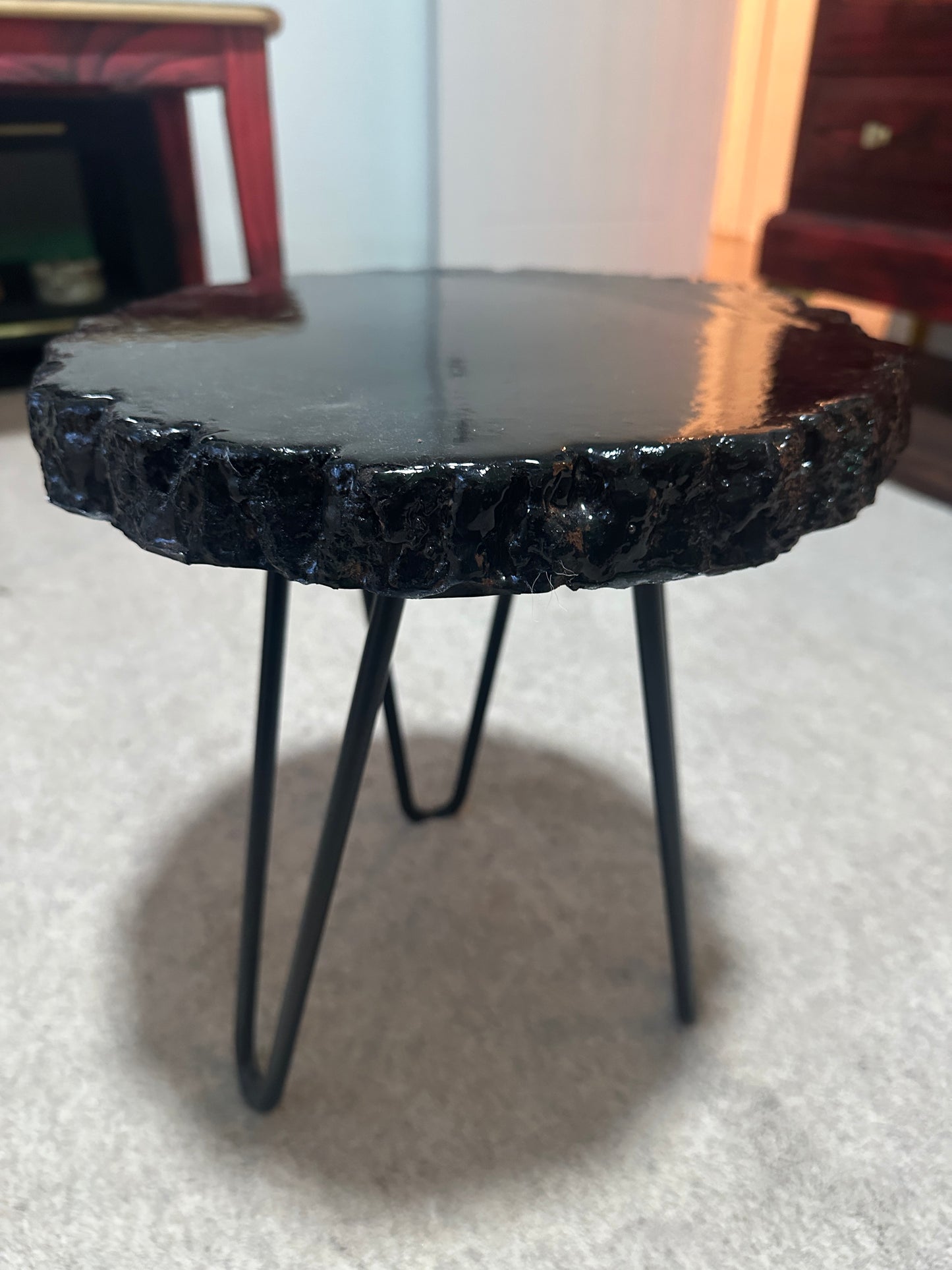 Burnt Tree Slice Side Table