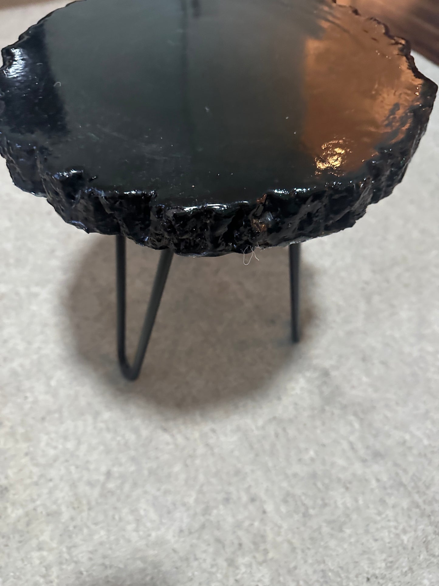 Burnt Tree Slice Side Table